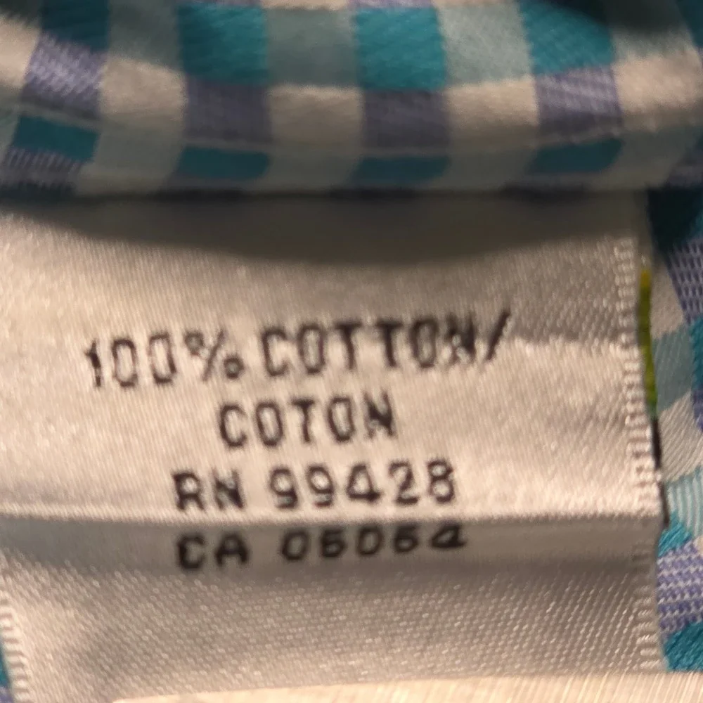 Bugatchi Uomo Mens Blue White Gingham Check Long Sleeve Button Up Shirt‎ 16.5 34
